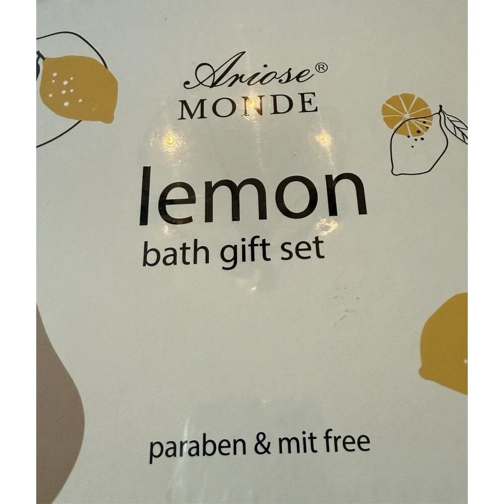 ArioseMonde Lemon Bath Set 7Pc‎ Gift Spa Kit Gel Bubble Soap Oil Salt New